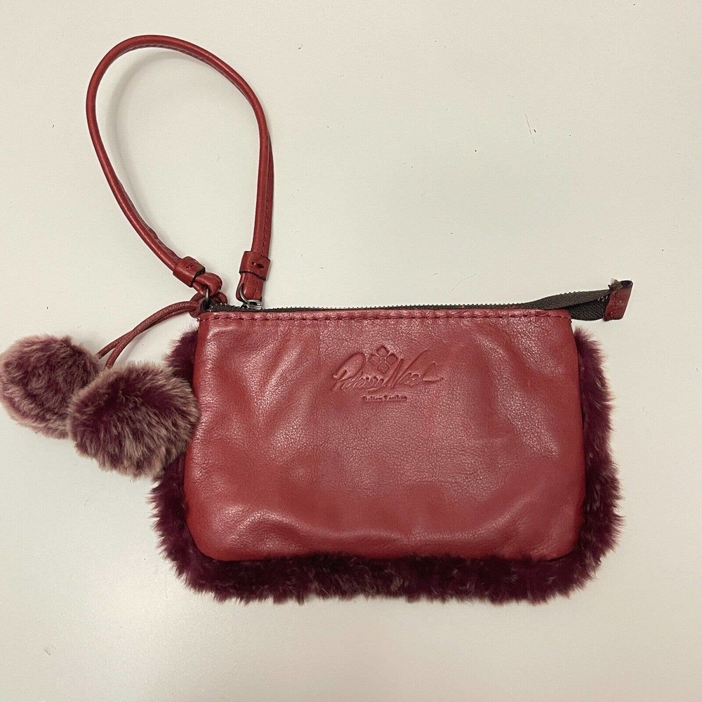 PATRICIA NASH Berry Red Italian Leather WRIST WALLET NEW Piedmont Sherpa Vinovo